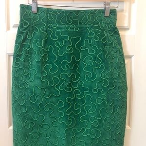 Vintage green suede skirt